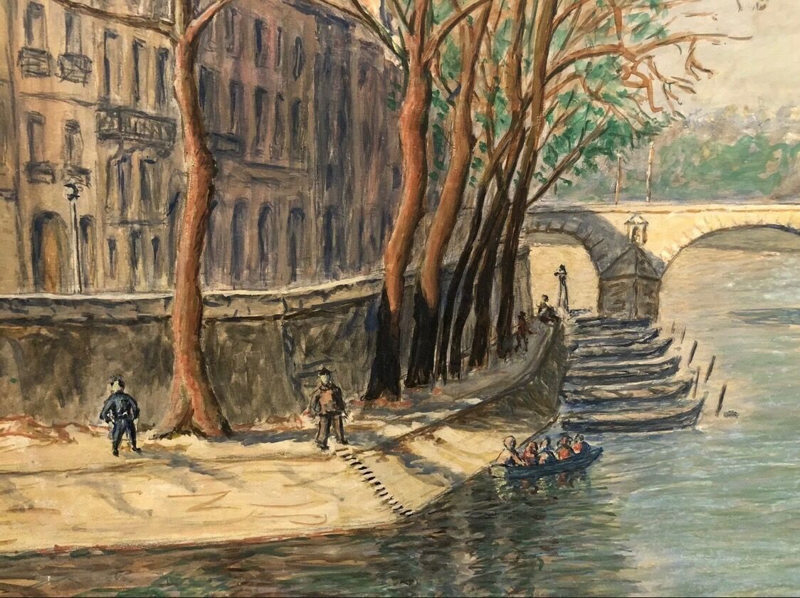 Tableau peinture Paris Ile St Louis XXe