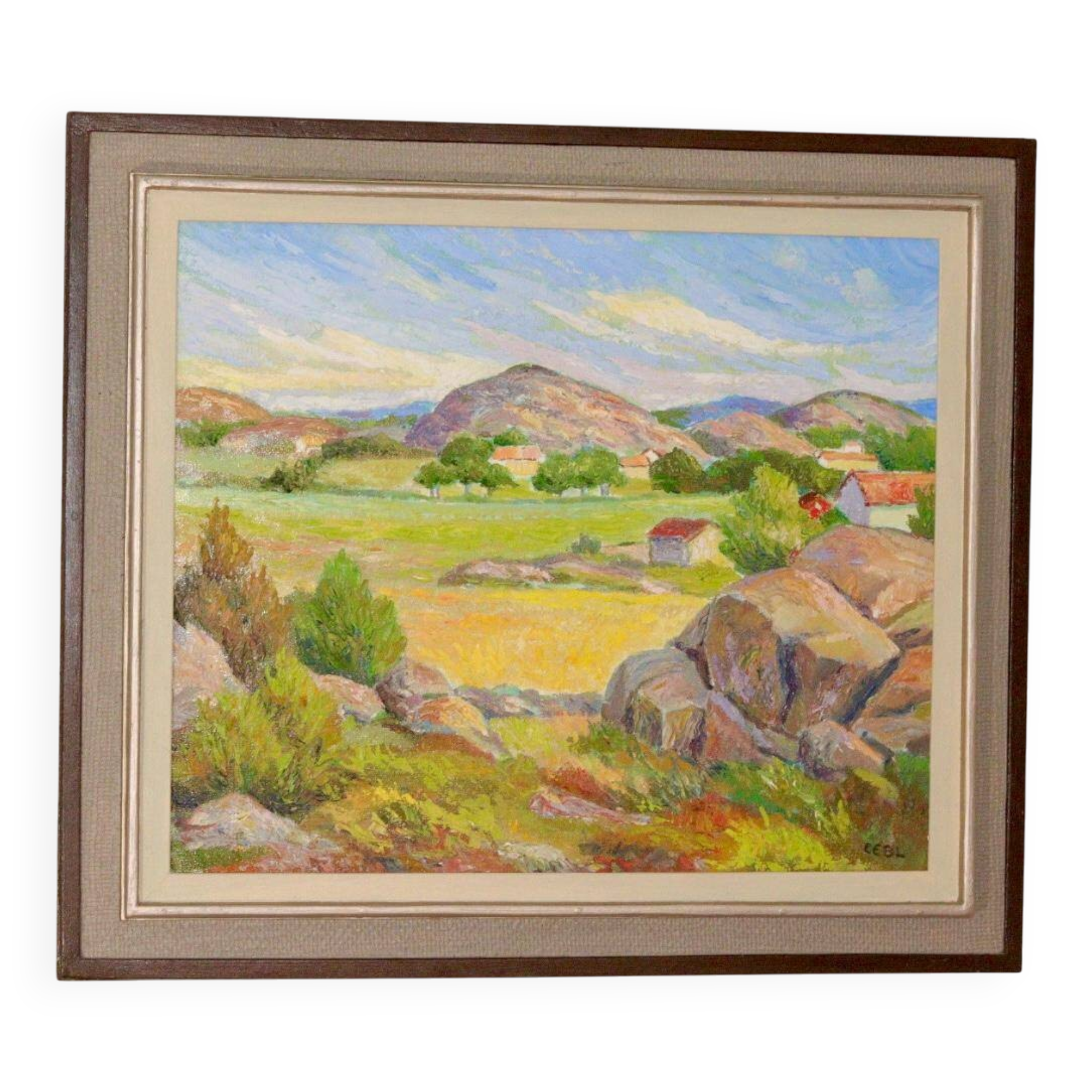 Original Swedish oil on canvas from the mid-century "Landscape" - Vintage and framed.