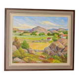 Original Swedish oil on canvas from the mid-century "Landscape" - Vintage and framed.
