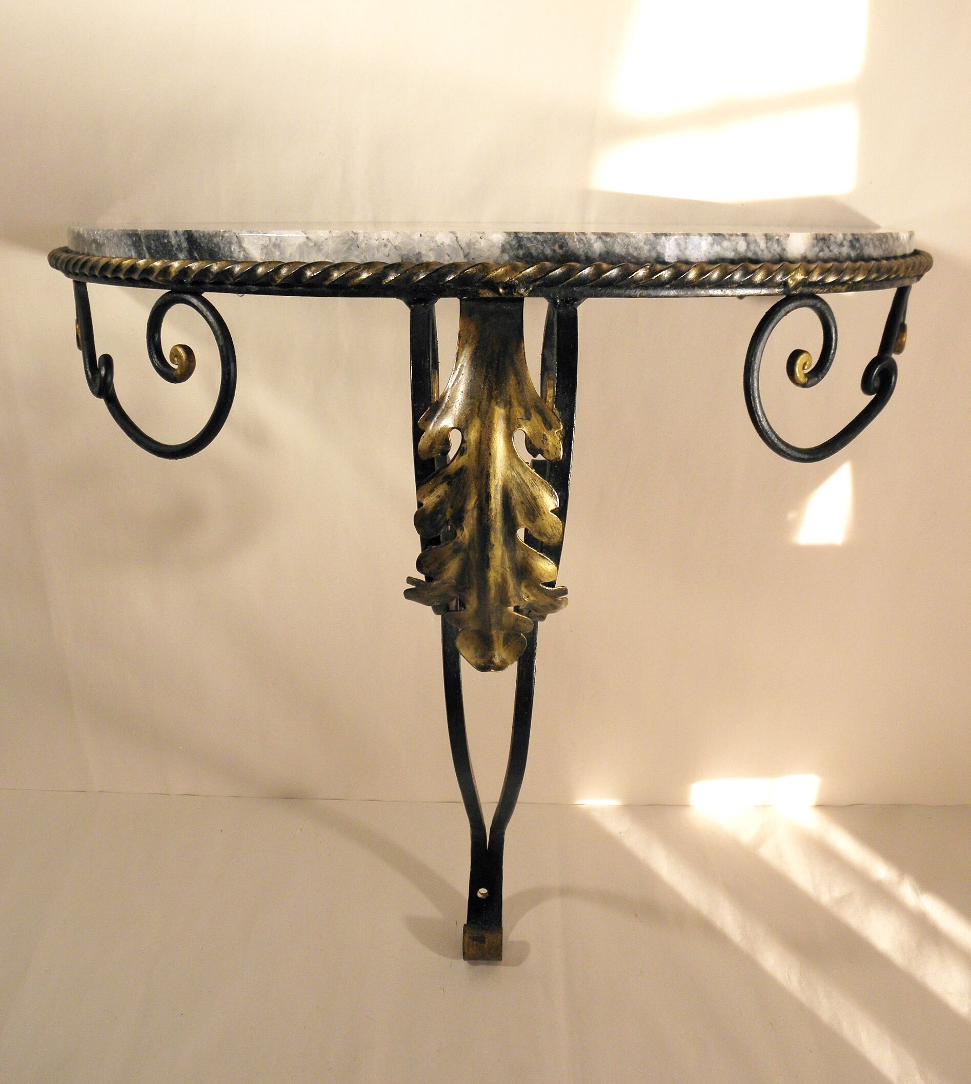 Wrought iron and marble wall console