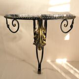 Wrought iron and marble wall console