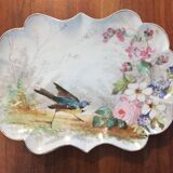 Pair of small porcelain dishes painted with birds and flowers 19th
