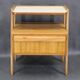 1960s mid-century maple nightstand with milky glass shelf, restored, Czechoslovakia