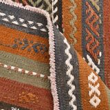 3x9 Red Green Persian Kilim Runner Rug, 81x279Cm