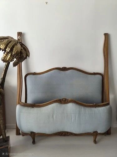 Antique French Louis XV Bed Demi Corbeille Double