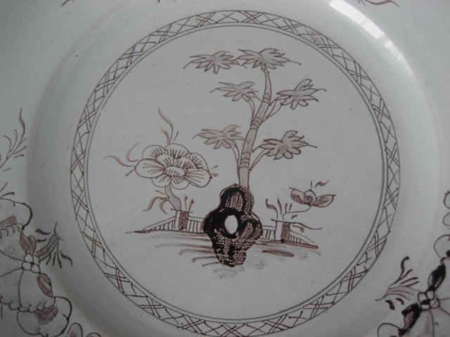 18th century St Amand manganese earthenware plate