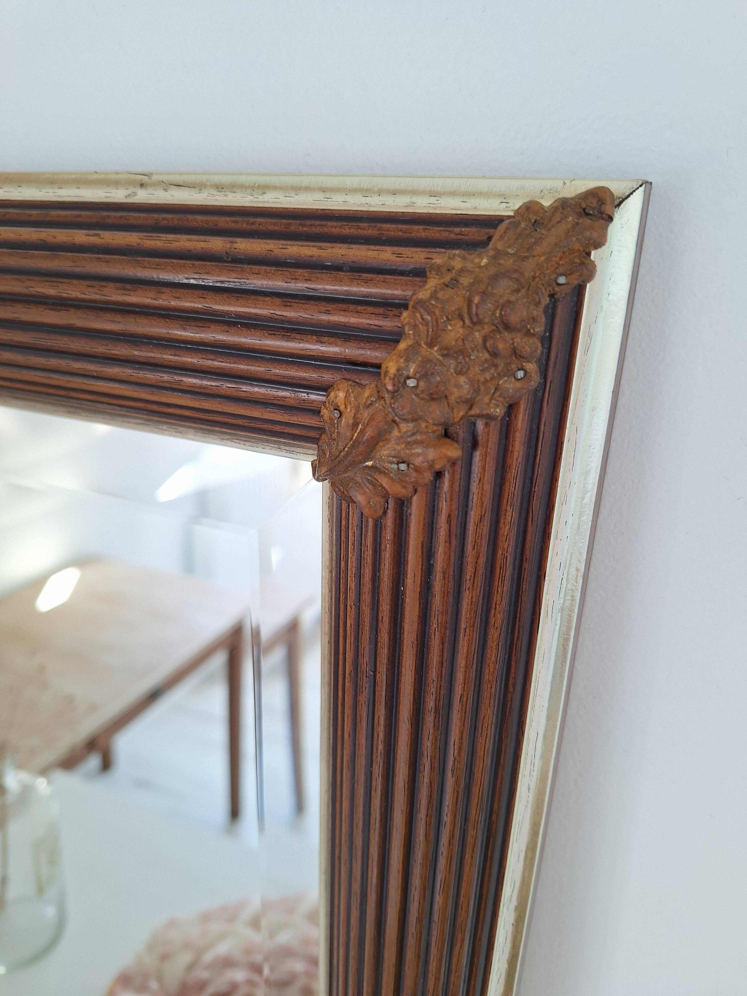 Miroir rectangle doré et bois