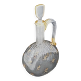 Daum Nancy, carafe aux chardons, gravée, dorée, cristal, très bon état.