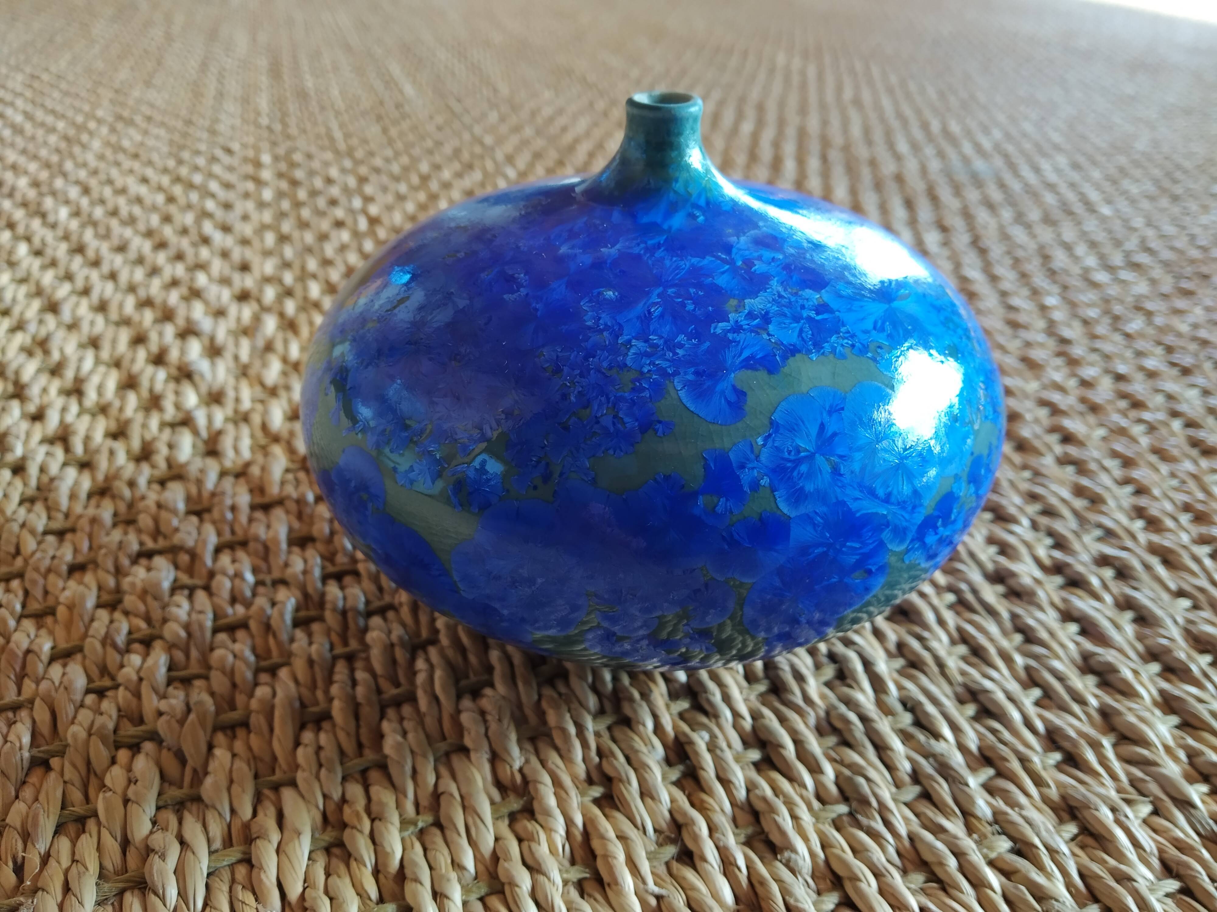 Marius Bessone vase signed enamelling with nucleations