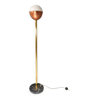 Brass, Copper and Black Marble Floor Lamp "Lampione" by Carmelo La Gaipa