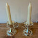 Pair of vintage silver-plated candlesticks with handles