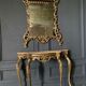 Gilded bronze console Louis XV style and its Mirror Mid-twentieth Marble