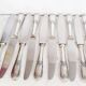 Set of 12 vintage knives, stainless steel blade and silver handle