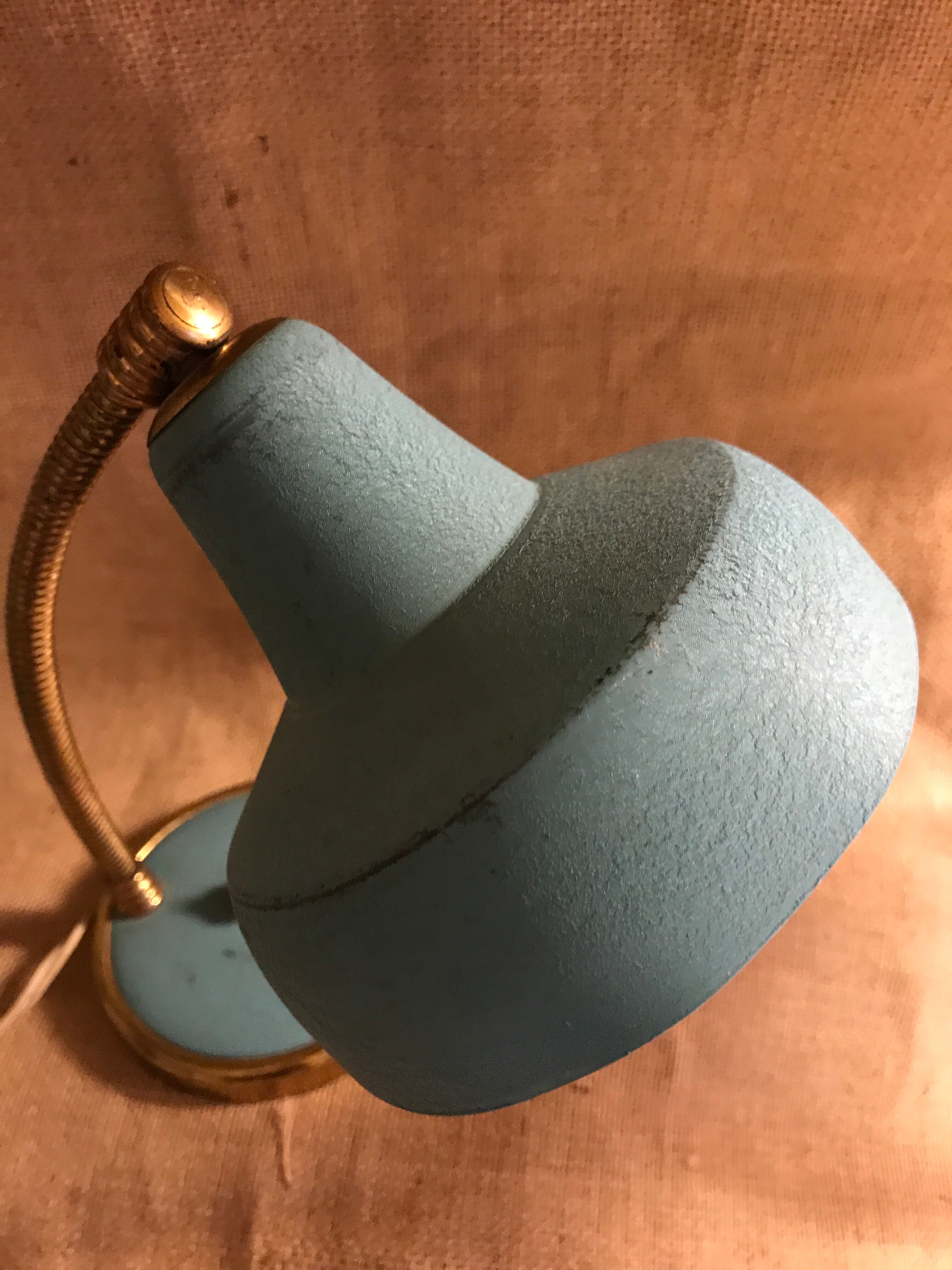 1950s turquoise blue and gold desk lamp