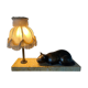Lampe ancienne veilleuse chat en bronze abat jour pagode socle en marbre