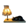 Lampe ancienne veilleuse chat en bronze abat jour pagode socle en marbre