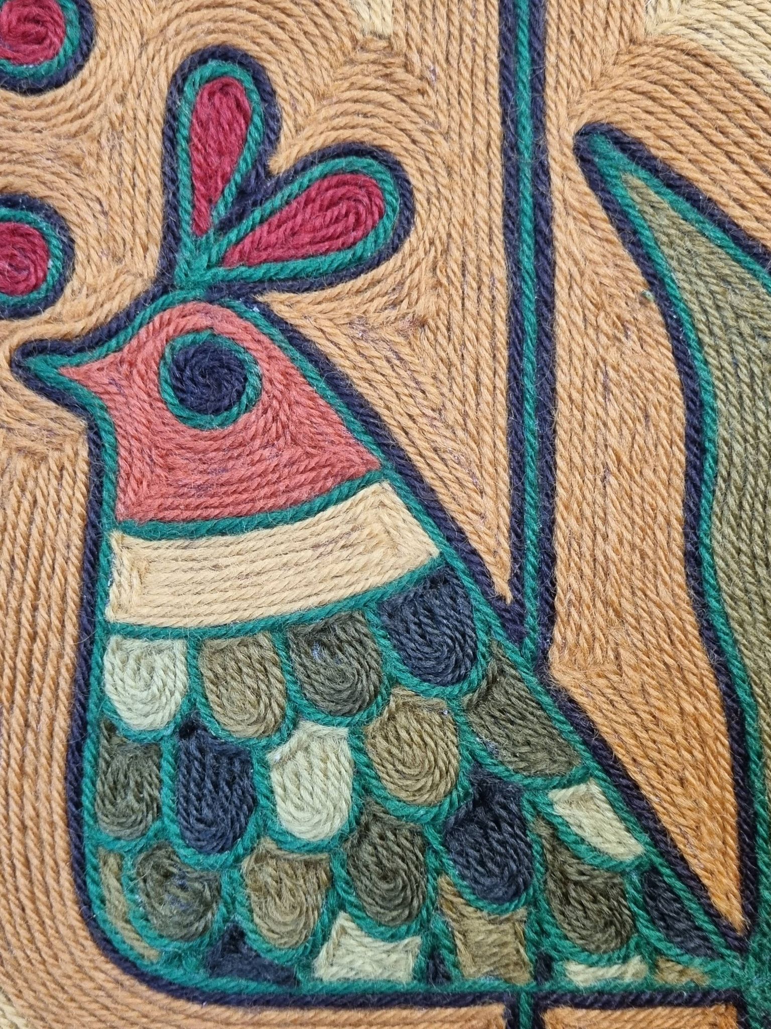 Screen decorated with wool threads, “Huichol” art, Sofia Ribeira, 124 cm