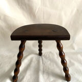 Tripod stool in turned wood
