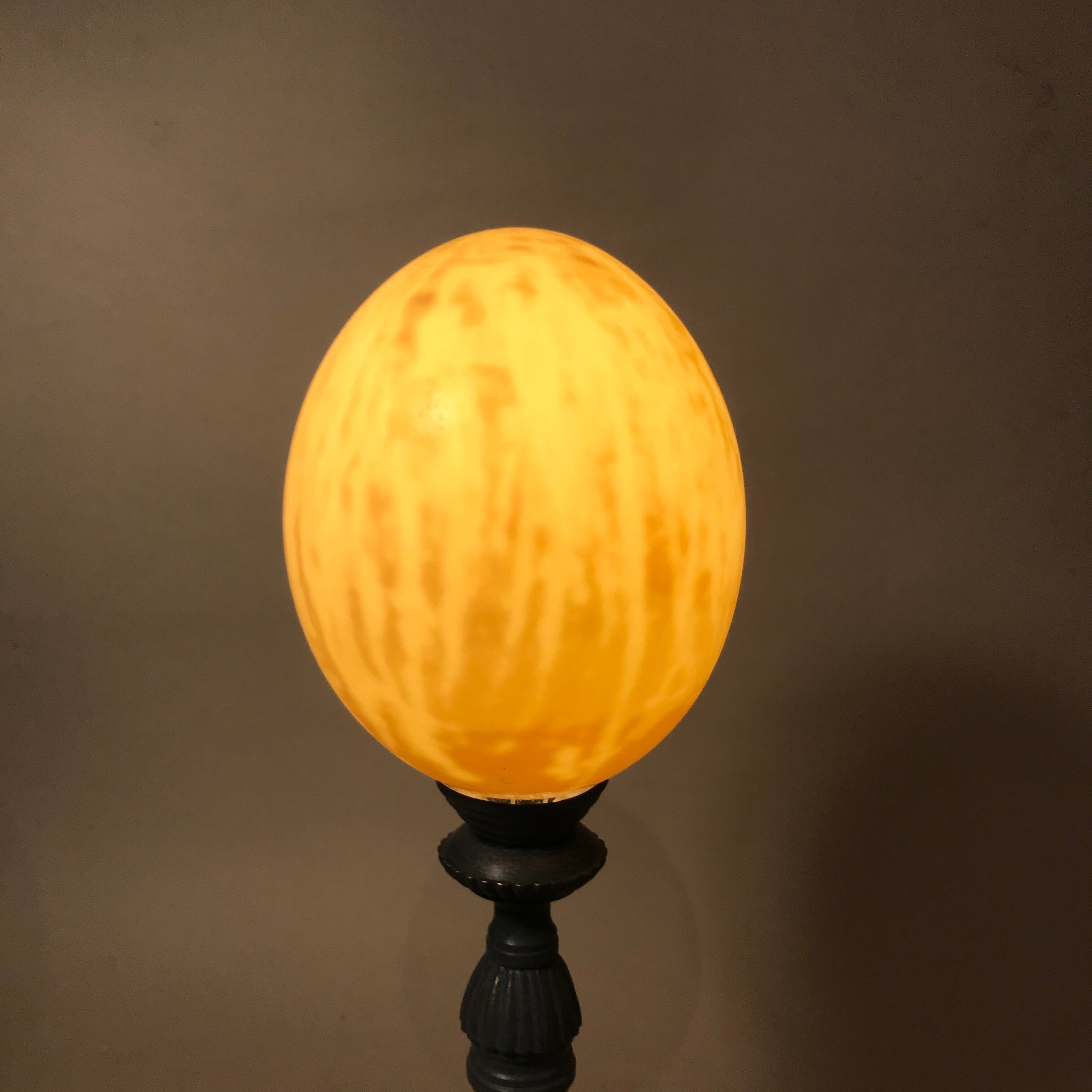 Vintage ostrich egg laying lamp