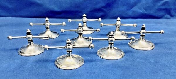 8 anciens porte couteaux métal argenté Art Déco poinçon Cailar Bayard