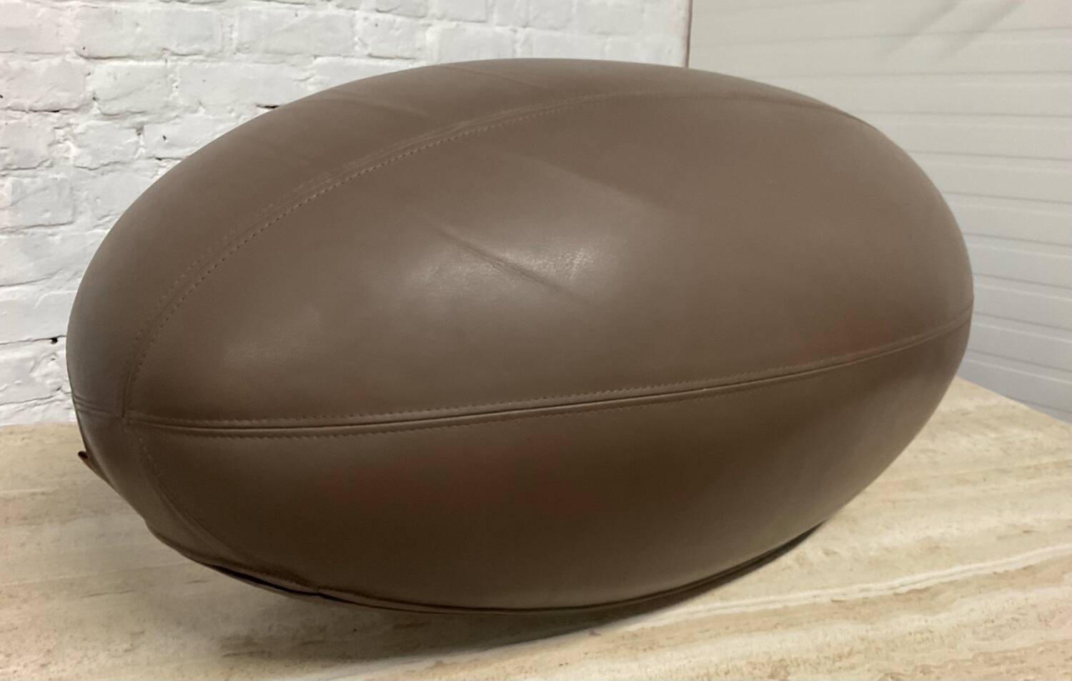 Pouf design by Antonio Pinto for Durlet leather rugby ball