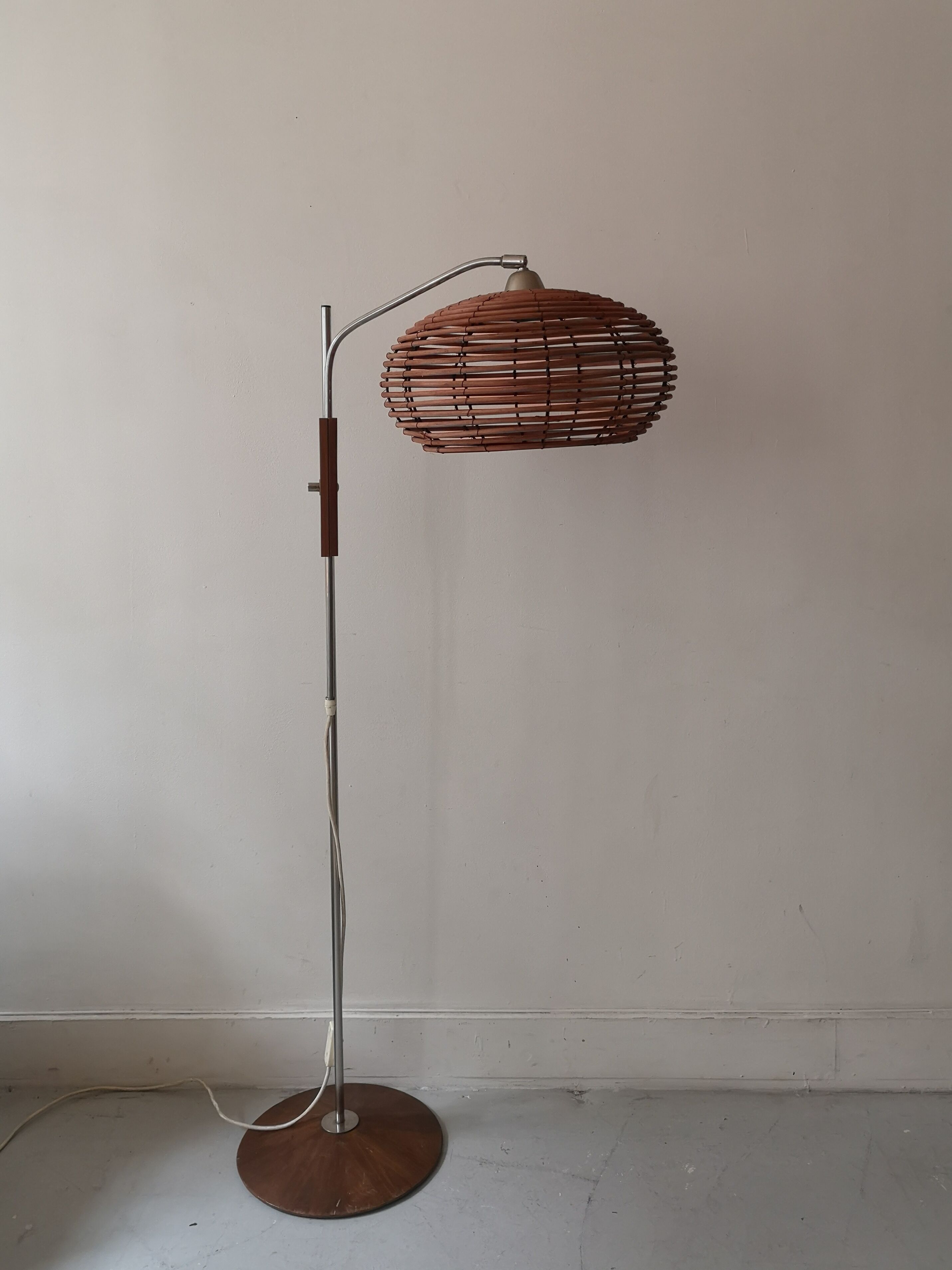 Scandinavian bamboo floor lamp, design 50s