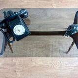 Coffee table in wood and smoked glass