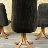 3x 60s 70s chair swivel chair dining chair mid century Danish modern design