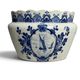 Delft, decorative pot planter with boat and windmill design from the early 20th century.