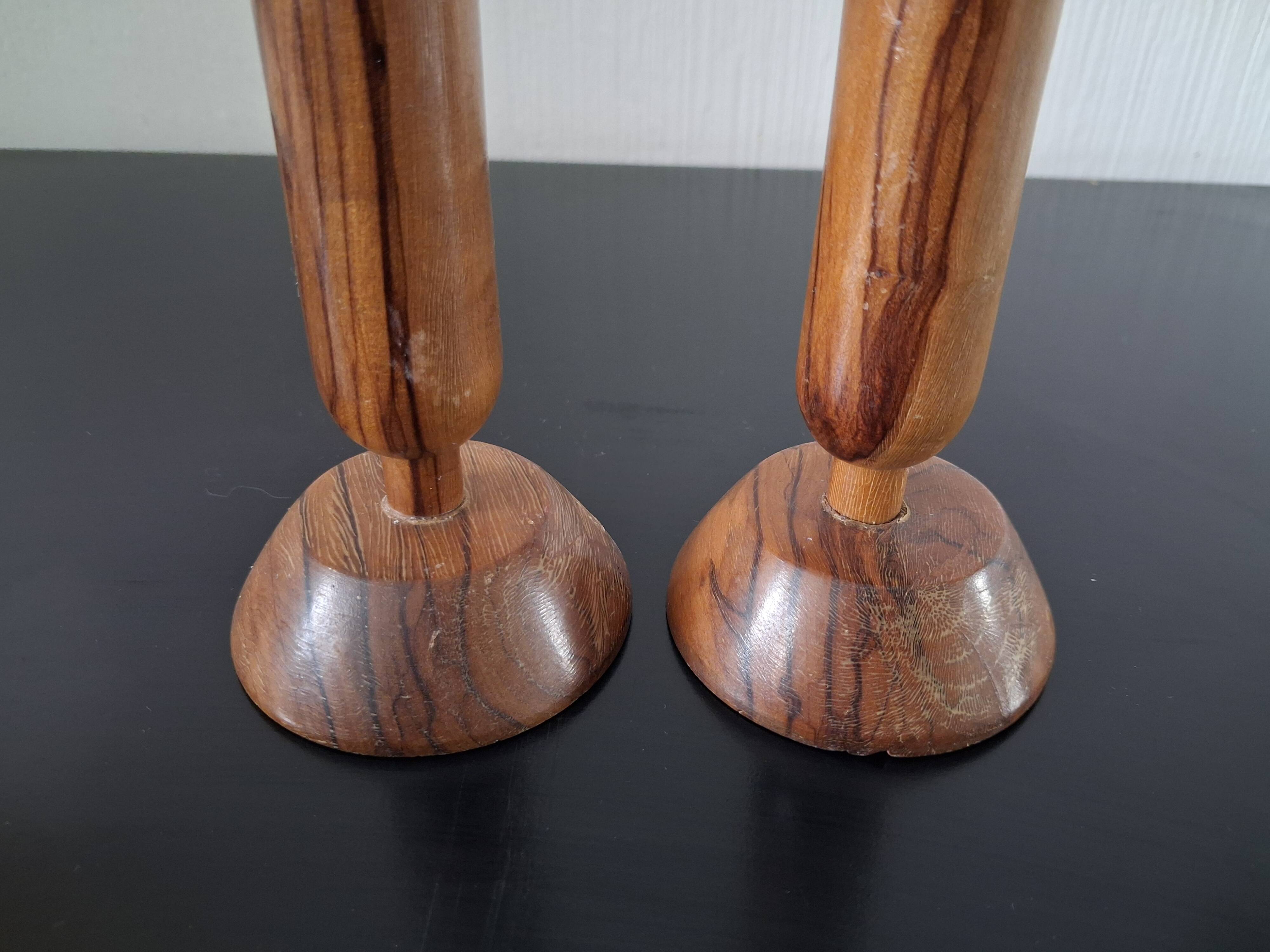Pair of olive wood candlesticks Maison Ma Yafith