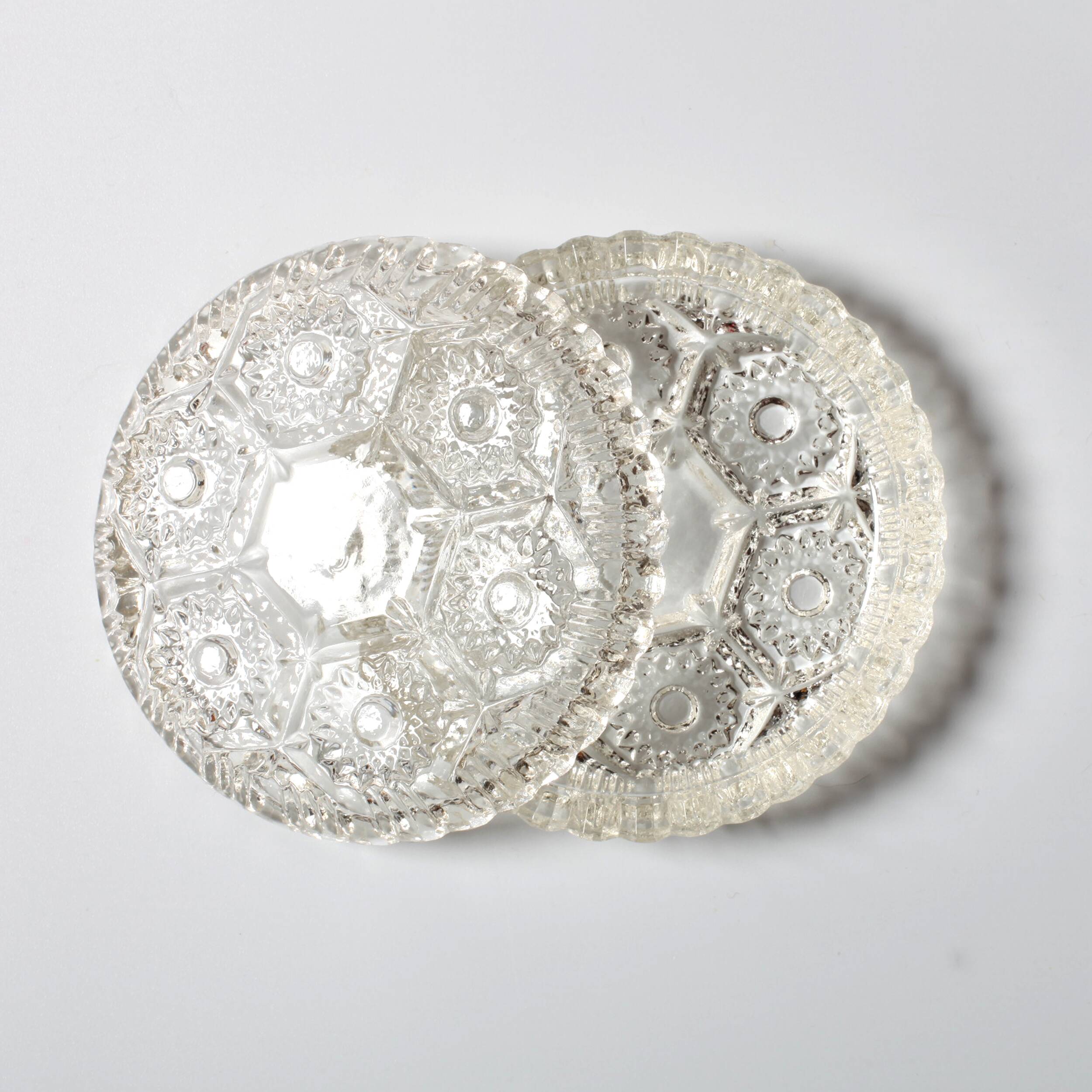 Mid-Century Pressed Glass Jewelry Box / Geometric Bonbon Candy Jar