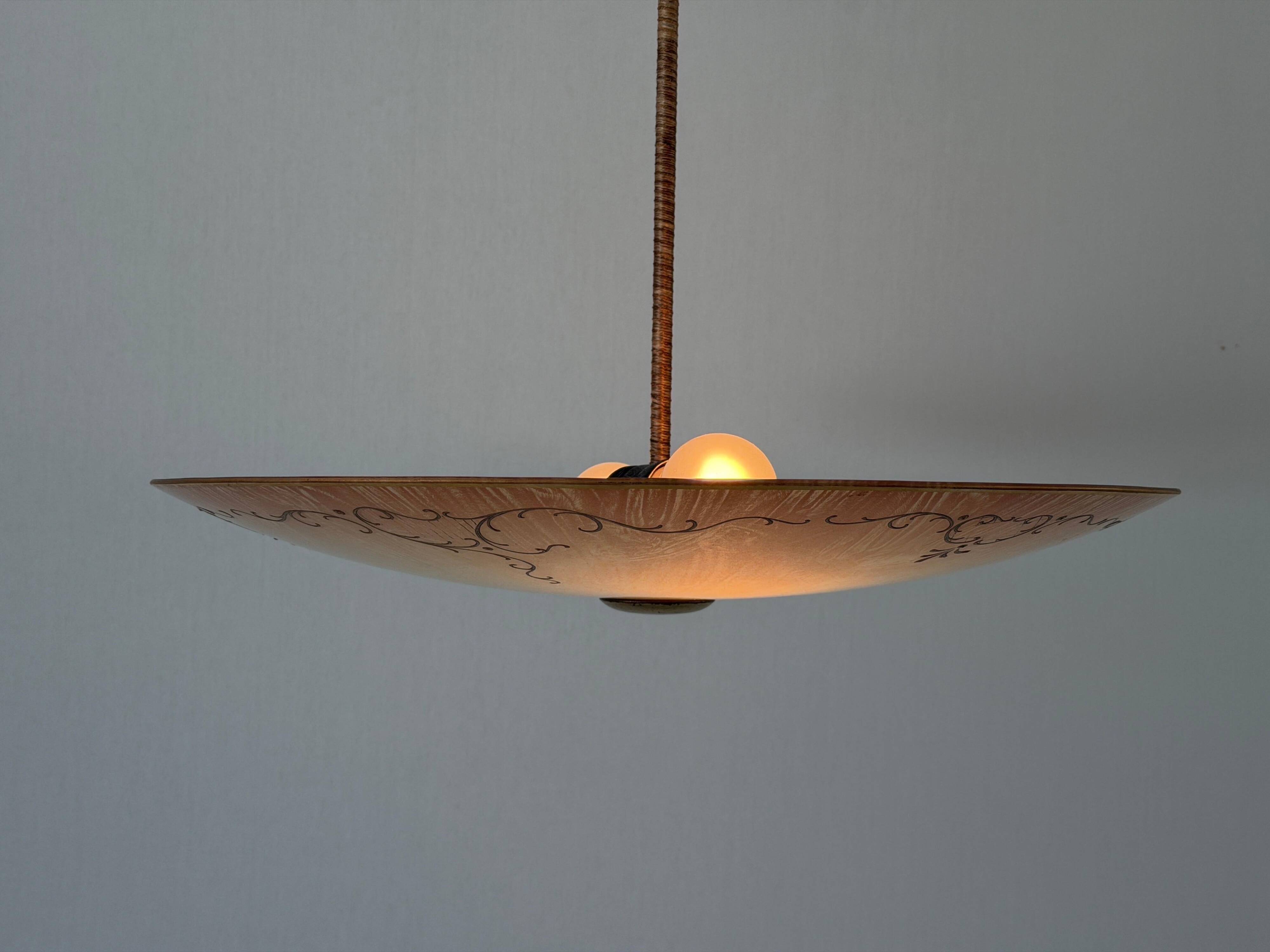 Art Deco ceiling light in pink gilded glass, 1940s, Germany