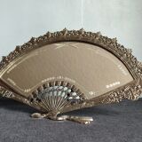 Table mirror vintage engraved glass fan