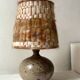 Ceramic table lamp in chamotte stoneware & wool, Alain Blanchard 1970