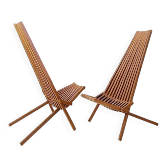 Paire de chaises pliantes en teck - intérieur extérieur