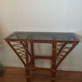 Vintage rattan console
