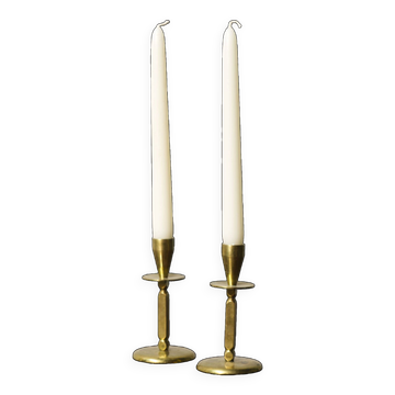 2x Mid century brass candle sticks, Kara Denmark