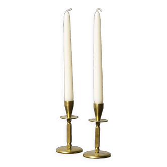 2x Mid century brass candle sticks, Kara Denmark