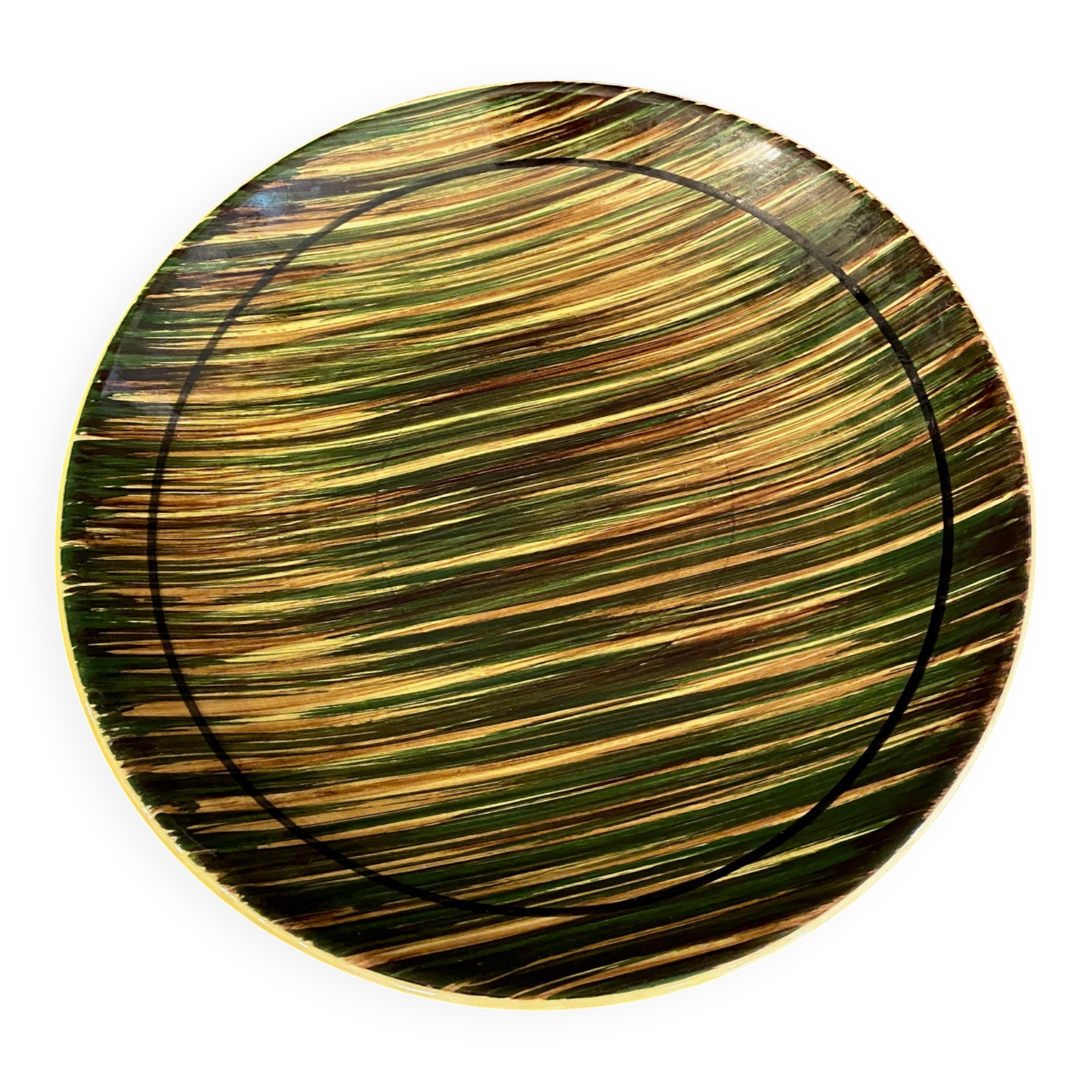 Large ceramic dish from the 60s vintage green and yellow tones st clement earthenware