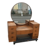 Vintage dressing table large round mirror
