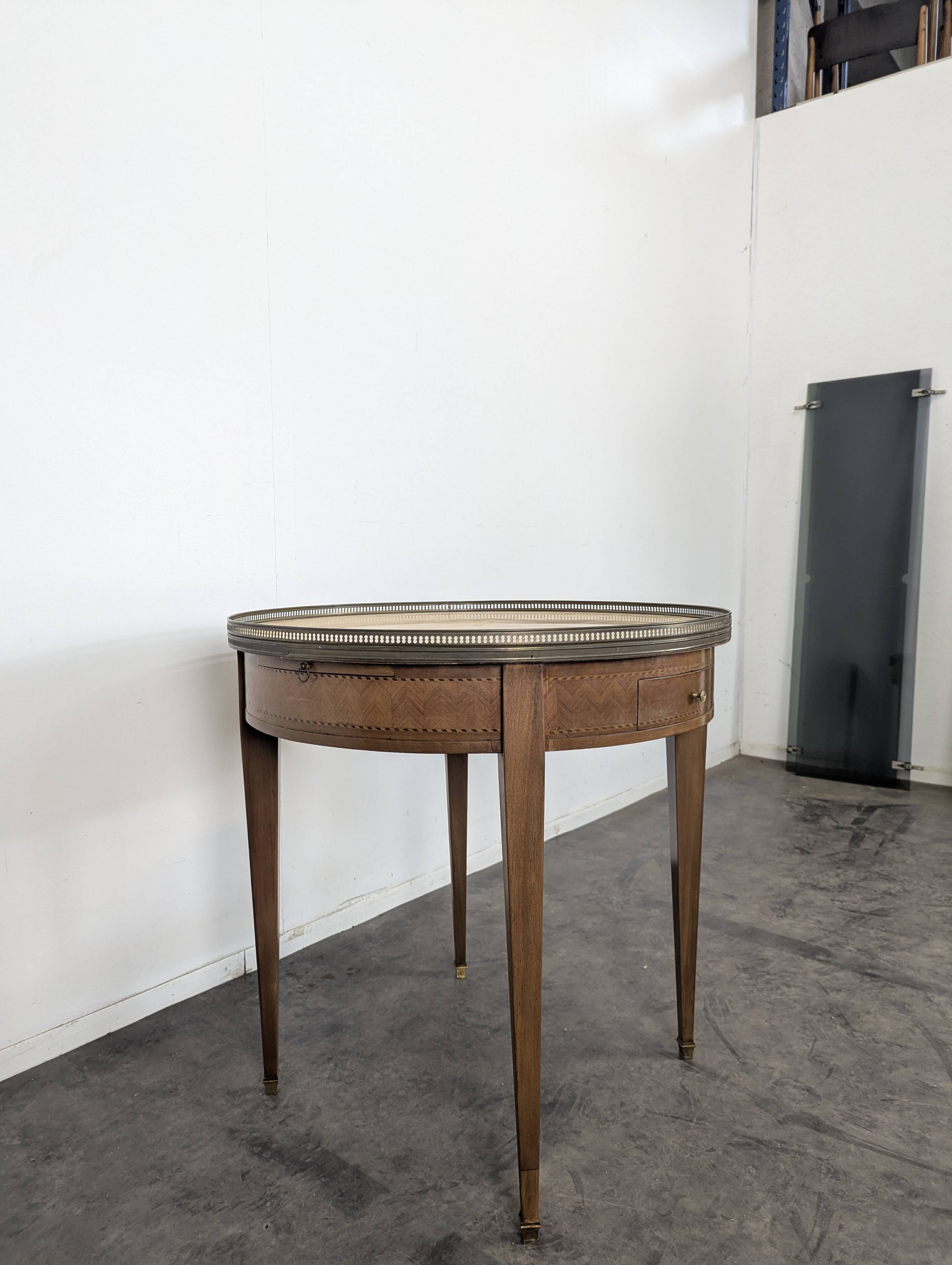 Rosewood and breccia marble bouillotte table