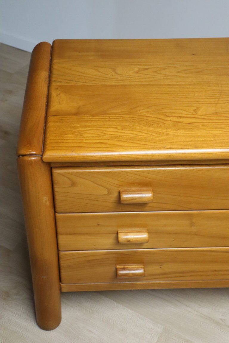 Commode vintage en orme massif, 1970