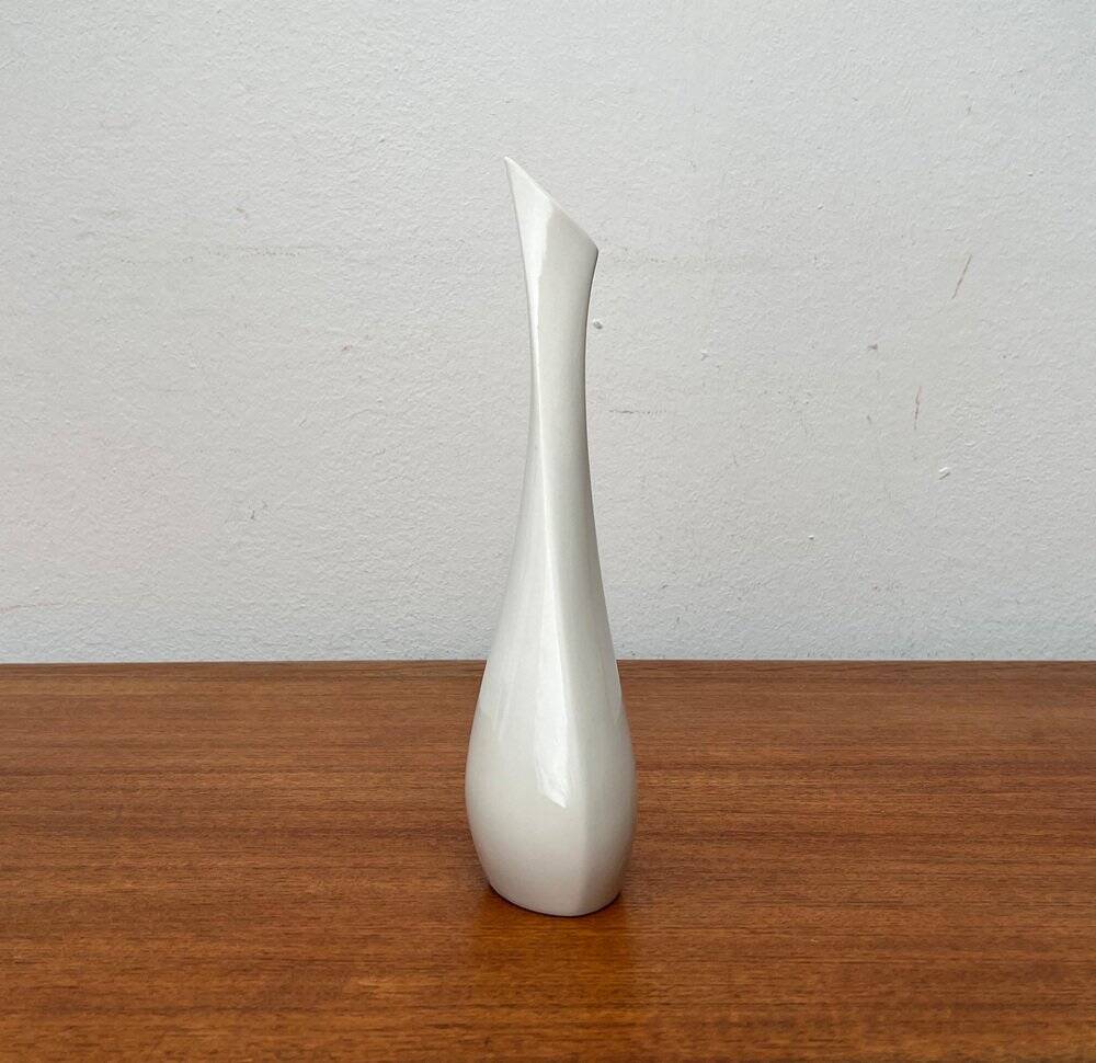 White sculptural German vase from the mid-century by Peter Müller for Sgrafo Modern, 1960s.