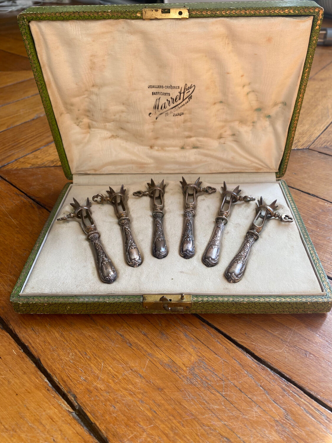 6 Manches à Côtelettes Argent Massif – Emile Puiforcat Couverts D'occasion
