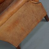 Vintage Dutch cognac coloured leather club chair