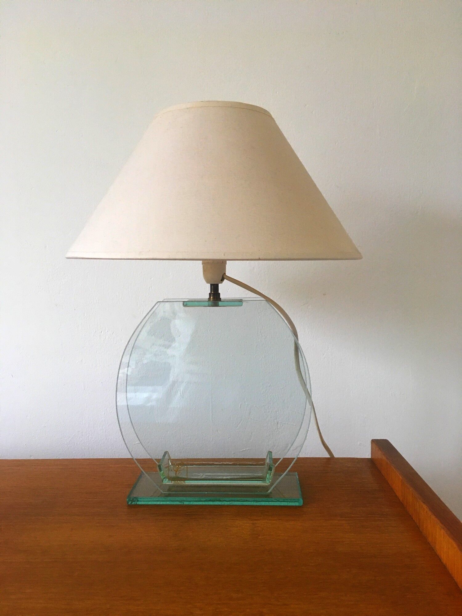 Lampe vintage en verre Phénix Créations années 90