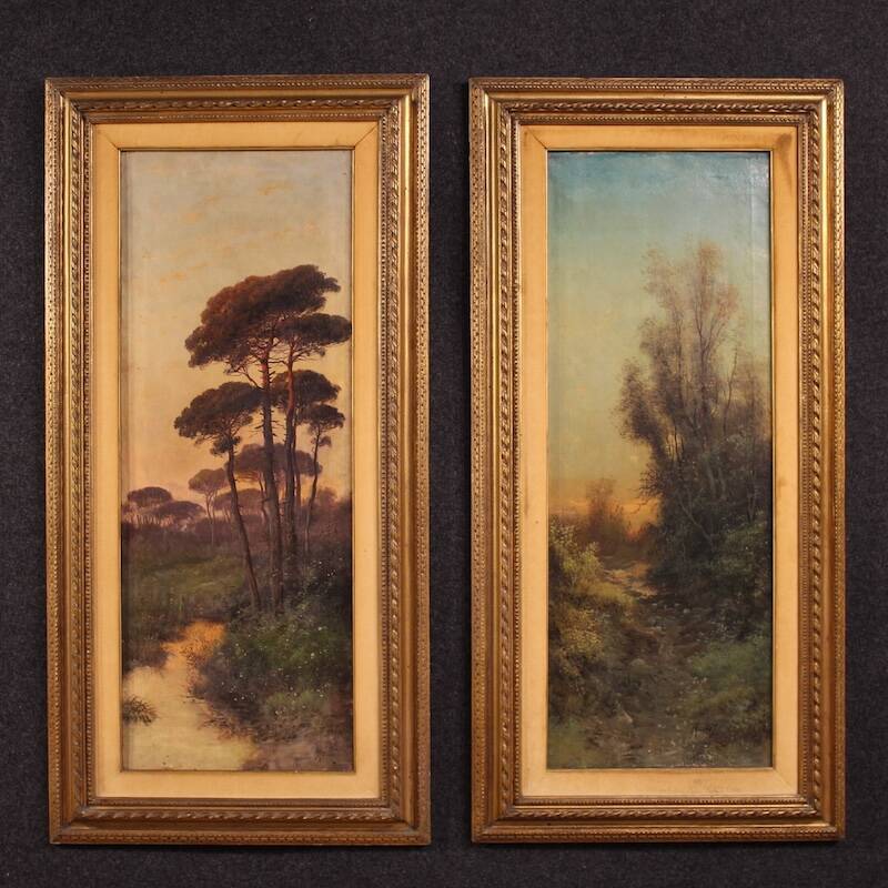 Italian painting signed Marko forest landscape from 19th century