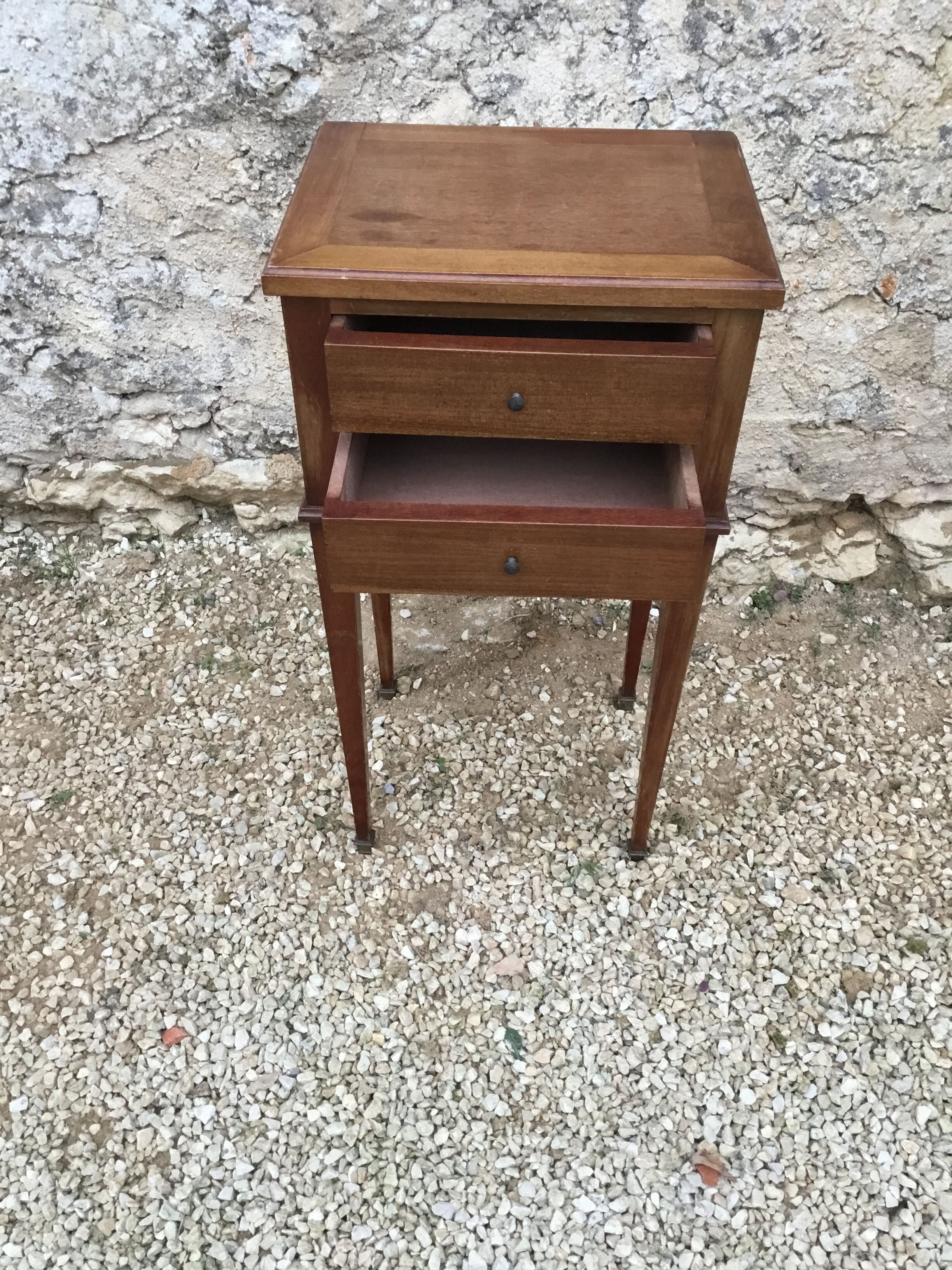Louis XVI-style blond mahogany bedside from the 1950s