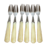6 Bakelite sleeve dessert forks