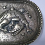 Gold-plated bronze crocodile emptier